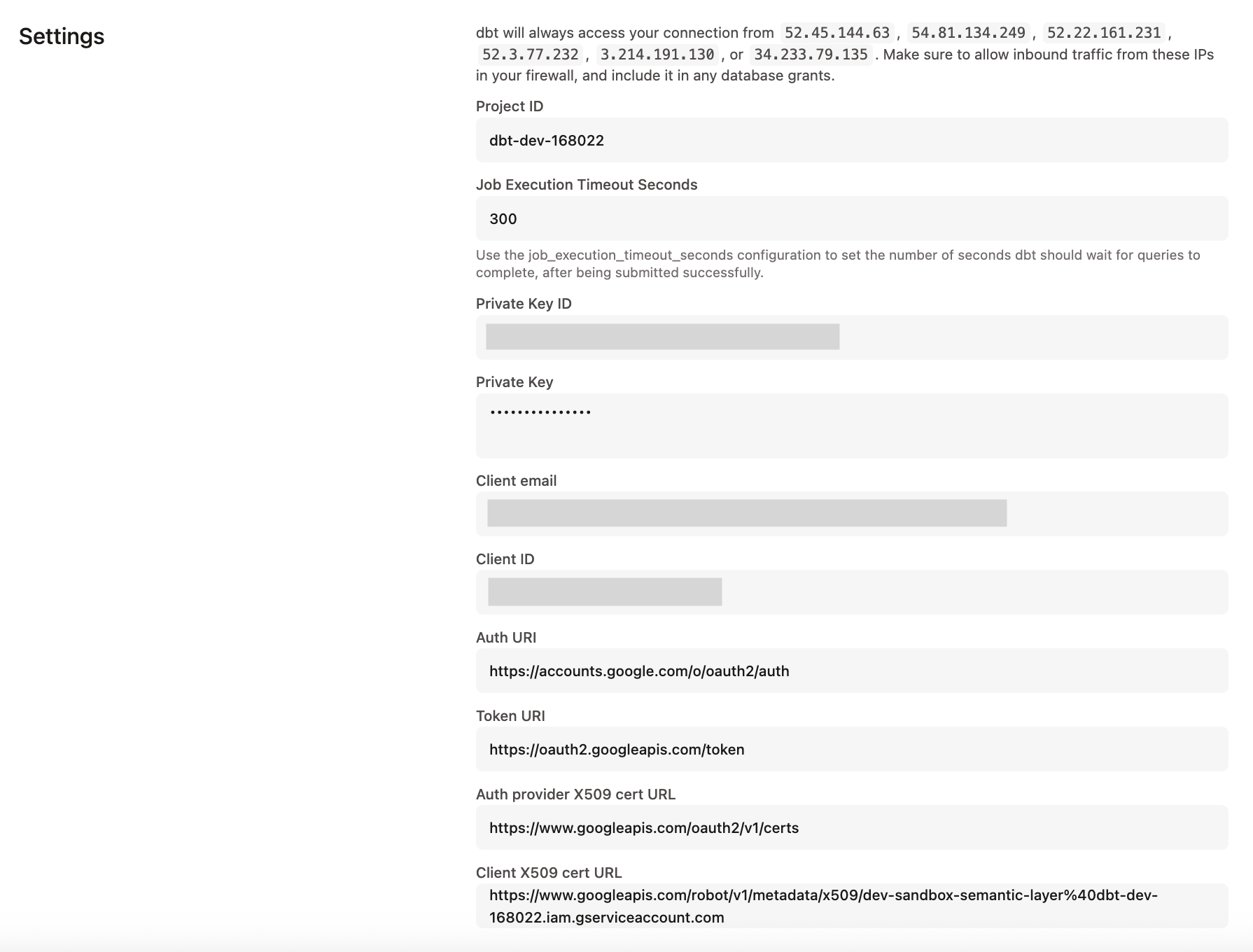 A valid BigQuery connection