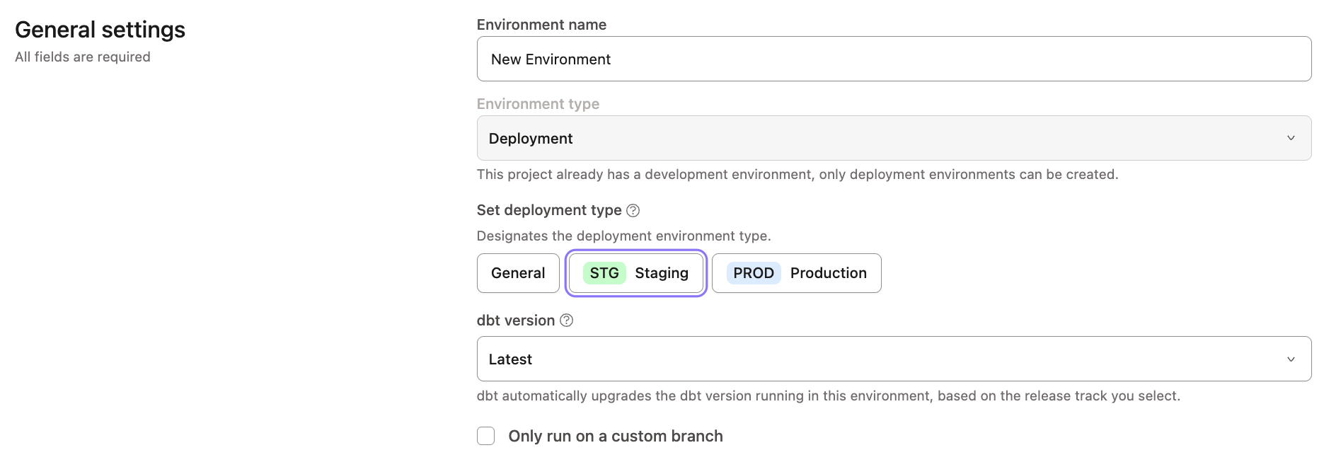 Deployment environments | dbt Developer Hub