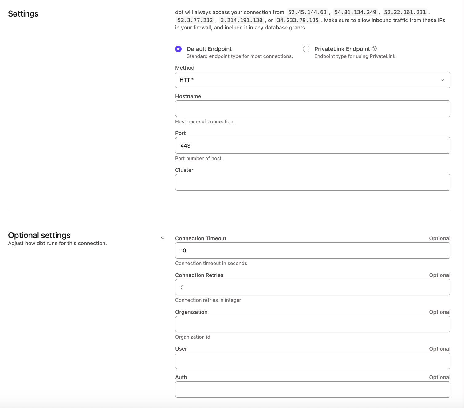 Configuring a Spark connection