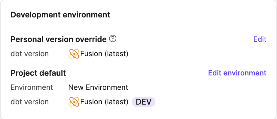 View and set the development environment version. View and set the development environment version.