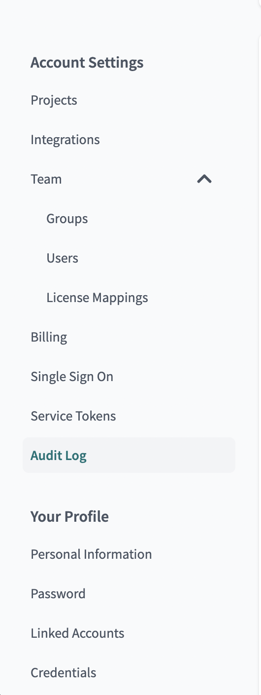 Audit log menu