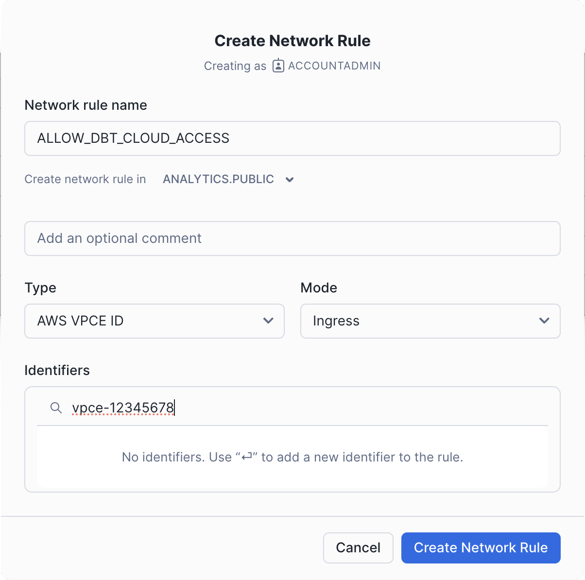 Create Network Rule