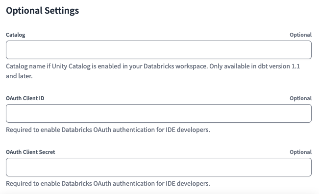 Adding Databricks OAuth application client ID and secret to dbt Cloud