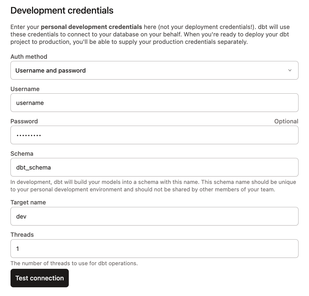Overriding the target name to 'dev' Overriding the target name to 'dev'