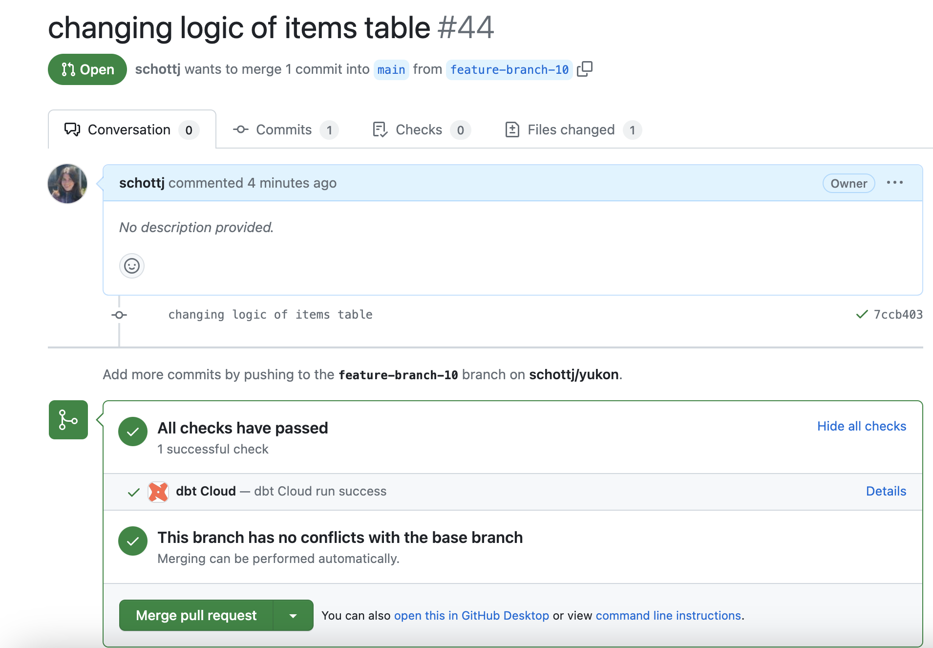GitHub pull request example