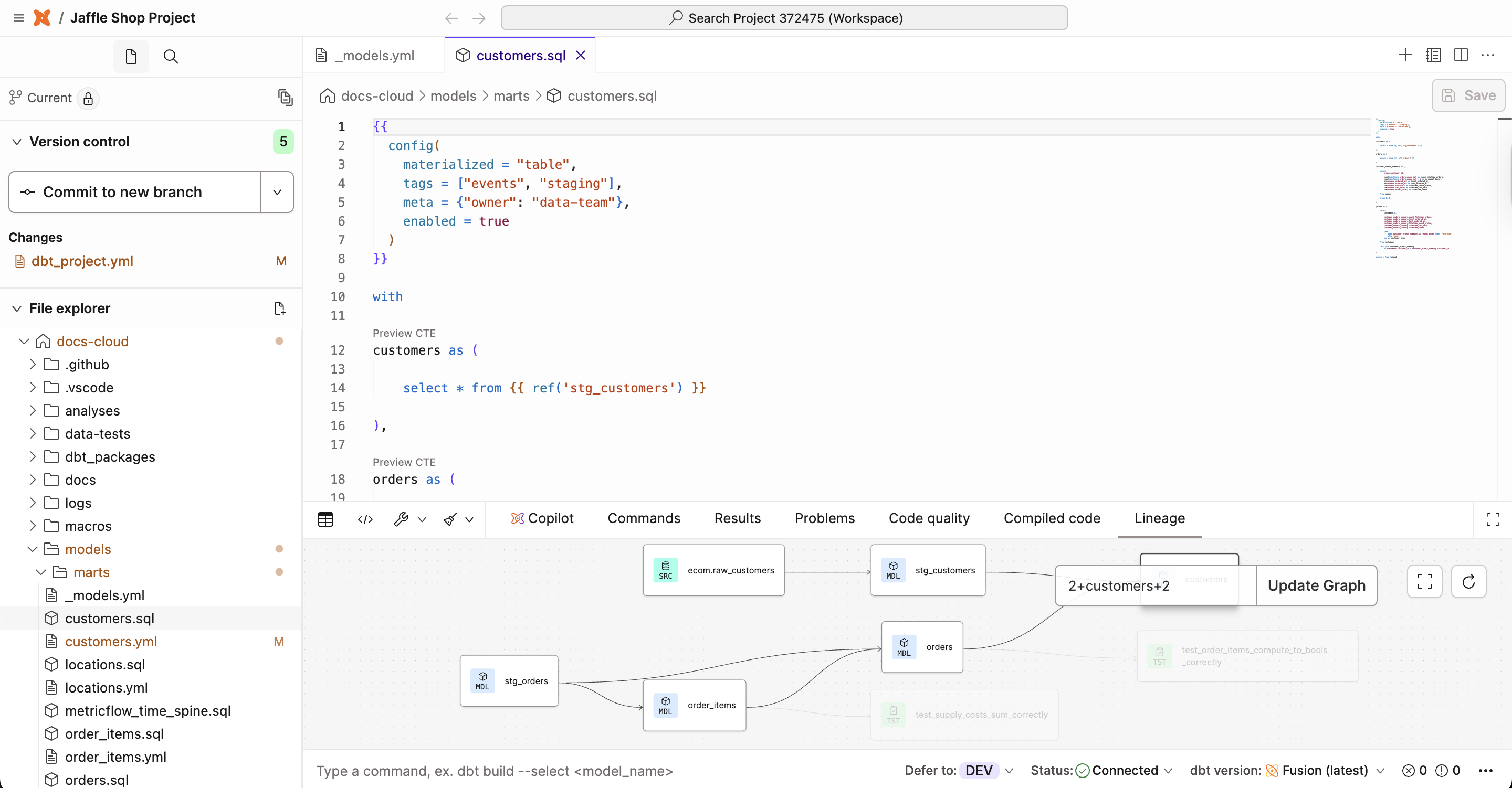 The Studio IDE layout includes version control on the upper left, files/folders and search on the left, editor on the right, command palette at the top, and command/console at the bottom