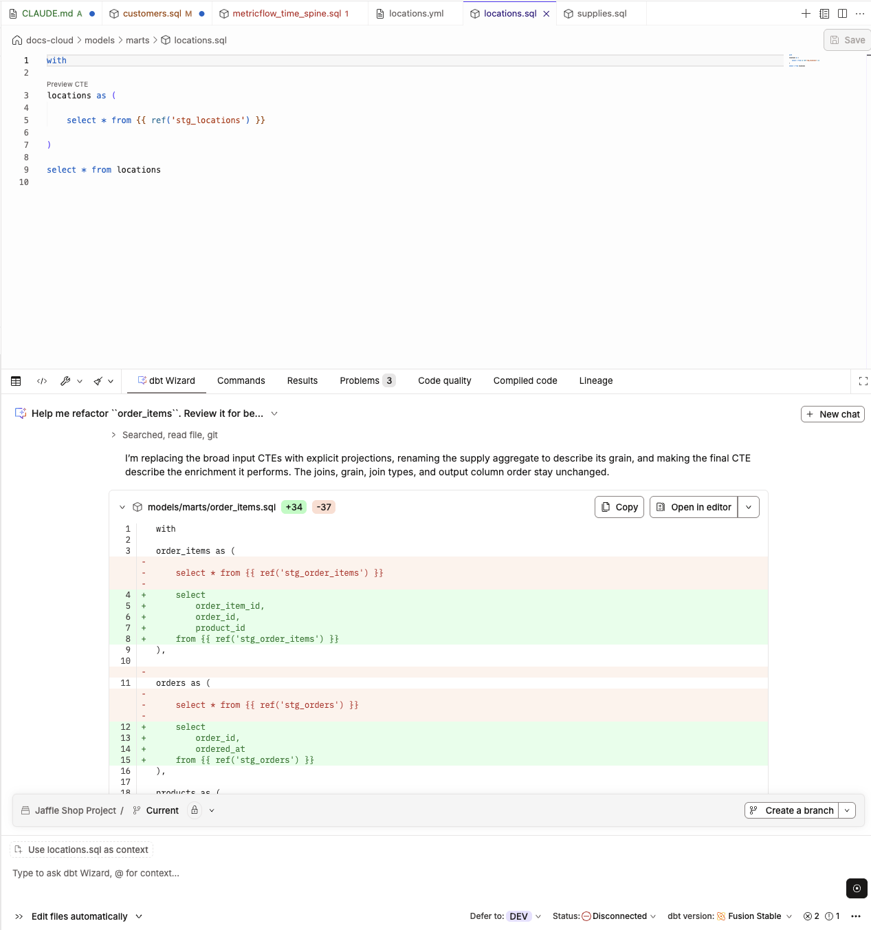 Wizard final refactor result displayed as a diff Wizard final refactor result displayed as a diff