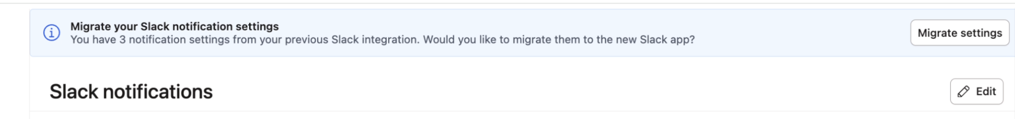 Example of the Slack migration banner