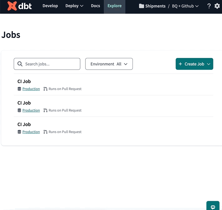 Example of setting up a CI job