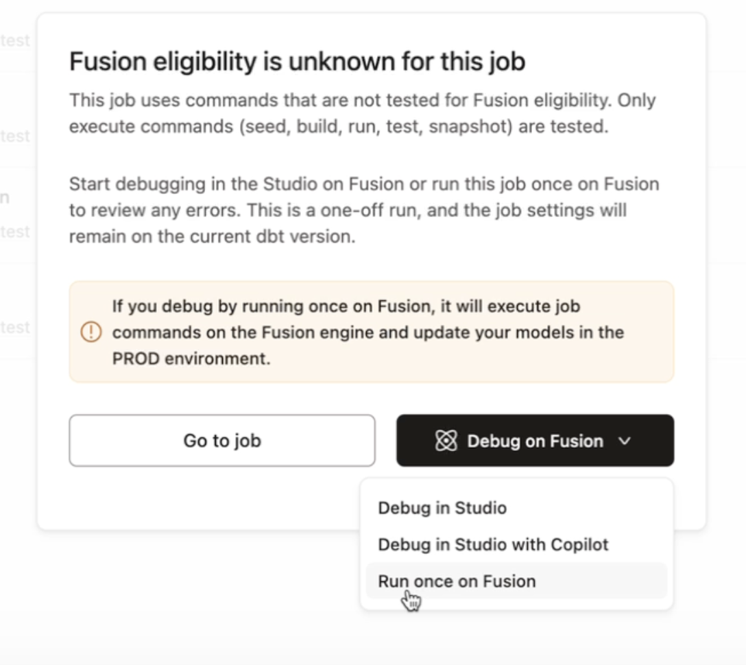 Take action on your jobs to make them Fusion eligible. Take action on your jobs to make them Fusion eligible.
