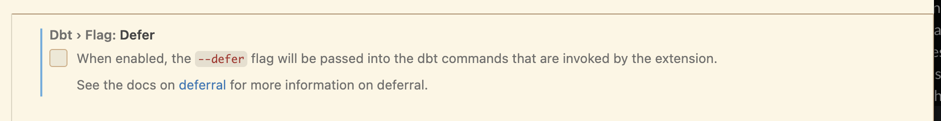 dbt VS Code extension deferral settings dbt VS Code extension deferral settings