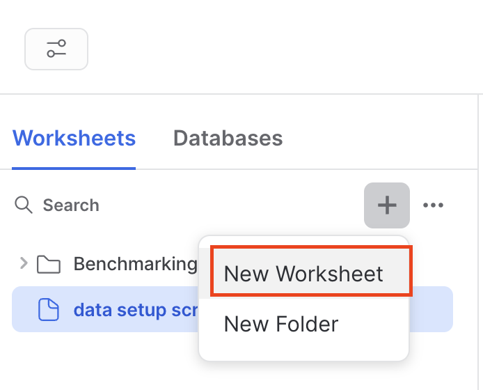 Create new worksheet to query data