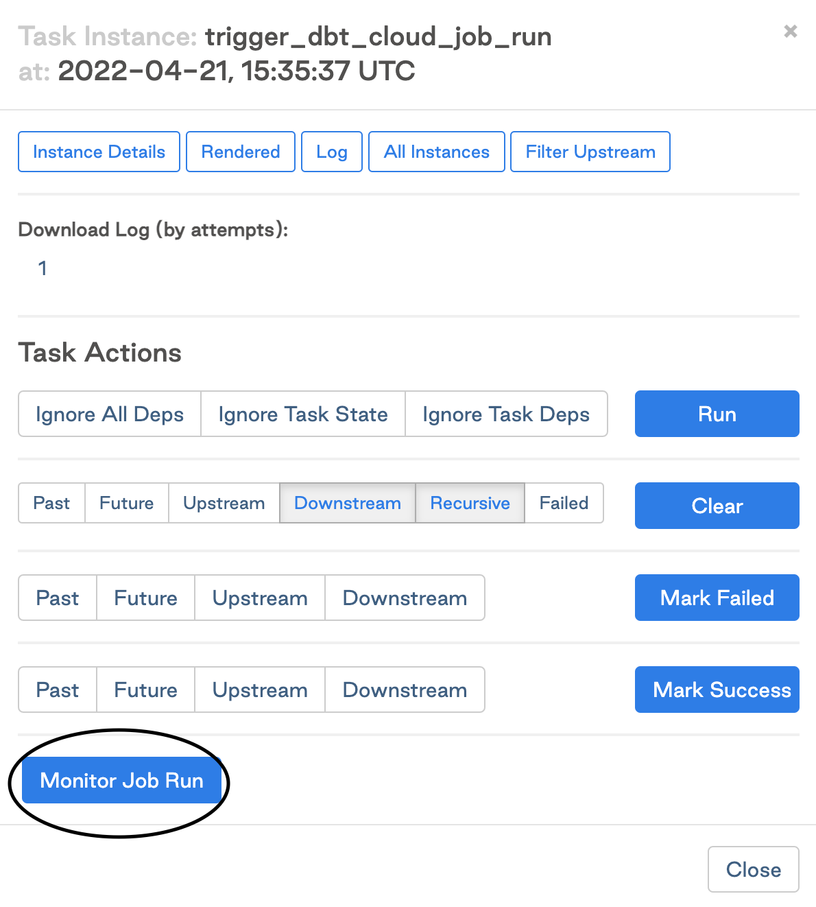 Task run instance Task run instance