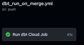 dbt run on merge job in GitHub