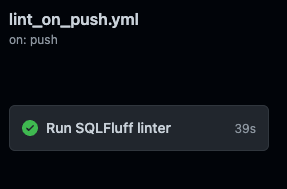 Image showing the GitHub action for lint on push