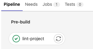Image showing the GitLab action for lint on push