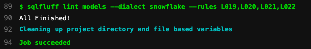 Image showing the logs in GitLab for the SQLFluff run Image showing the logs in GitLab for the SQLFluff run